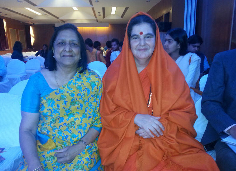 With Swamini Adityananda Saraswati Director, Global Interfaith wash alliance Parmarth Niketan at India Sanitation Summit 2018